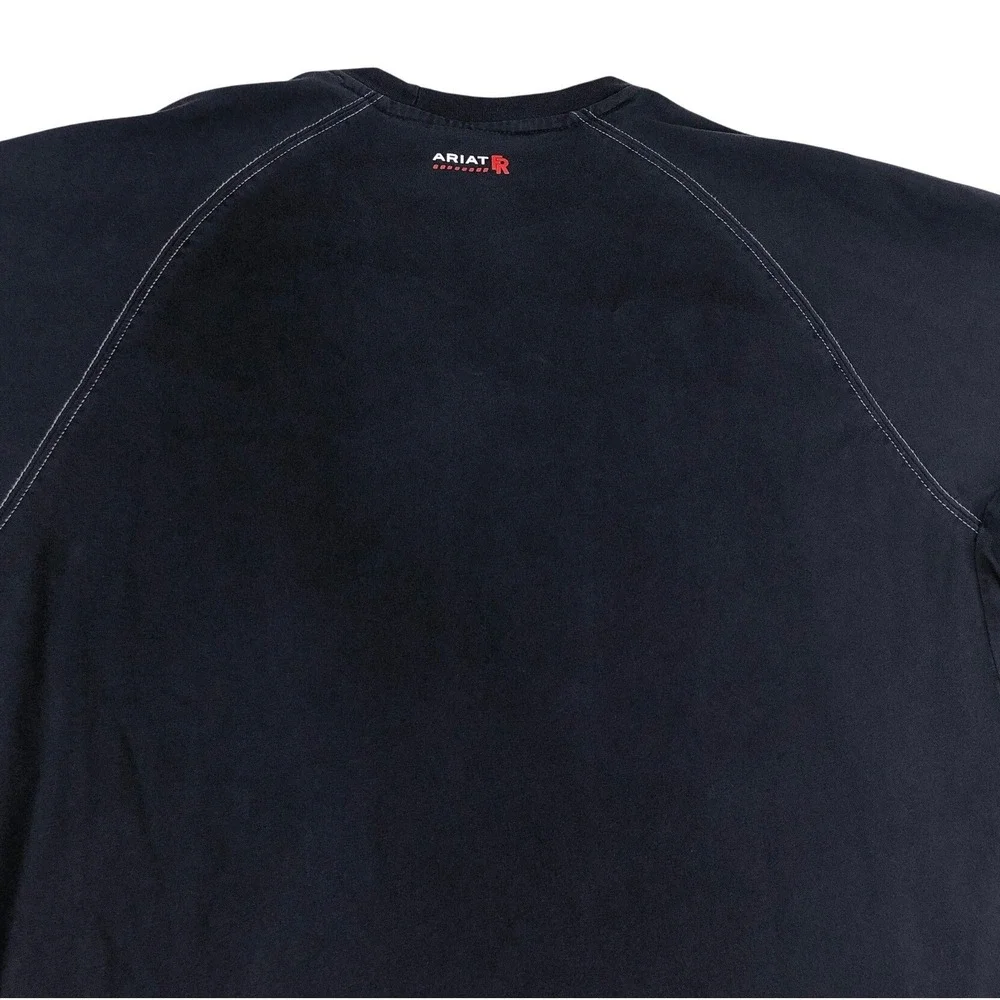 Ariat FR Work Shirt Mens Large Navy Blue Flame Resistant CAT 2 Knit Short Sleeve - Picture 11 of 11